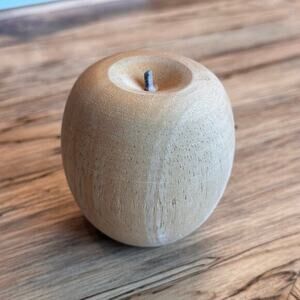 Vintage MidCentury Wooden Apple, Raw Wood, 2.75"